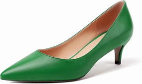 Mettesally Women's Kitten Heel Pumps Pointed Toe Mid Heels Slip On Low Stiletto Heel Party Office Dress Shoes