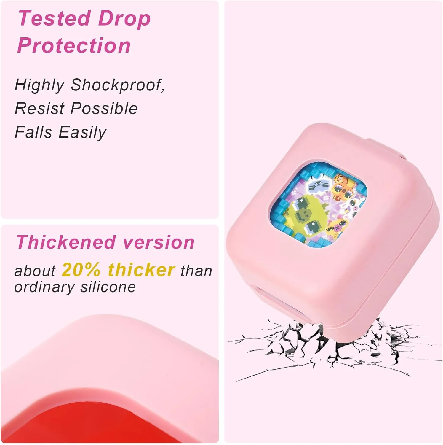 MGZNMTY Silicone Case for Bitzee Magicals Interactive Toy Digital Pet and Case, Protective Skin Cover for New Bitsy Electronic Virtual Pet (Pink)