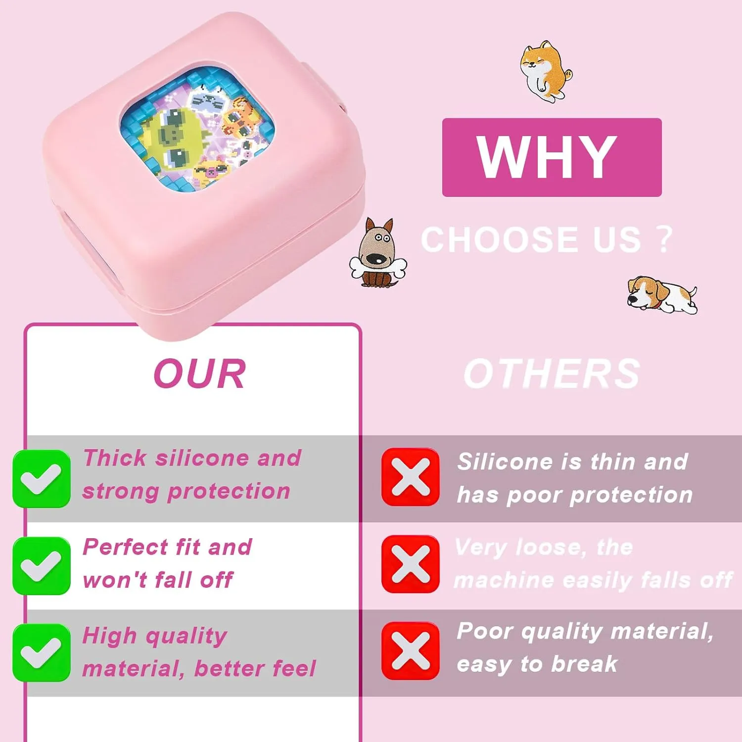 MGZNMTY Silicone Case for Bitzee Magicals Interactive Toy Digital Pet and Case, Protective Skin Cover for New Bitsy Electronic Virtual Pet (Pink)