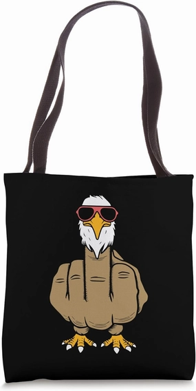 Middle Finger Funny Bald Eagle Offensive Rude Antisocial Tote Bag