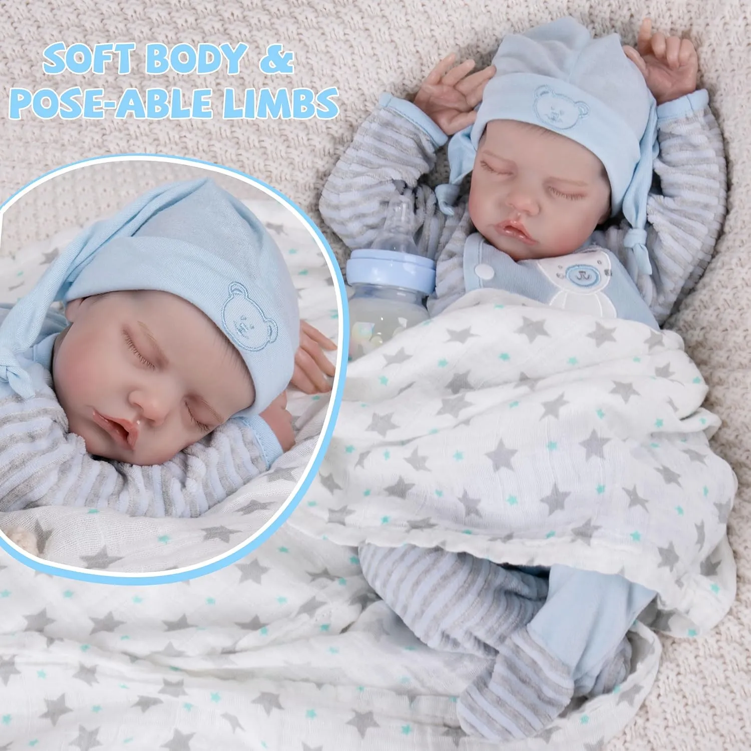 Milidool Lifelike Reborn Baby Dolls Boy - 17-Inch Baby Soft Body Realistic-Newborn Baby Dolls Real Life Baby Dolls with Toy Accessories for Kids Age 3 4 5 6 7  