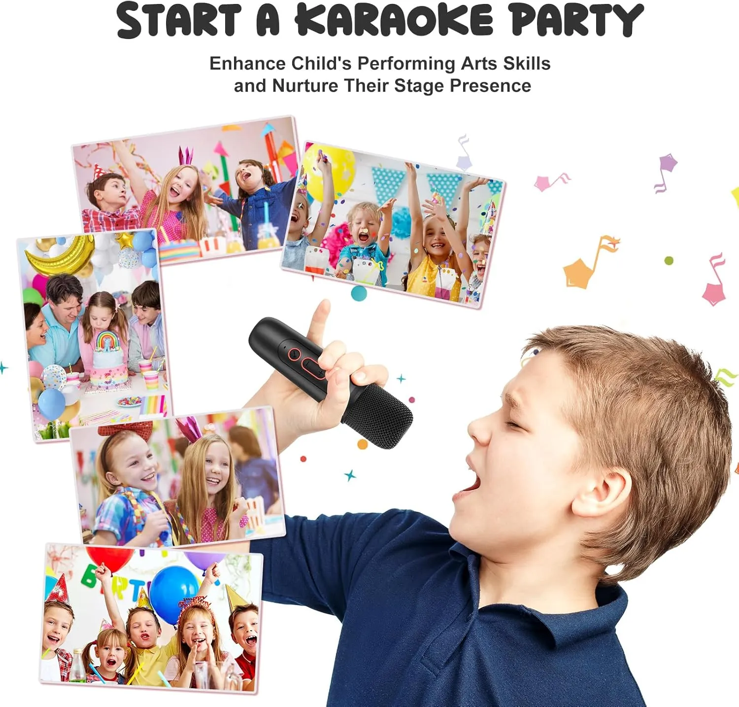 Mini Karaoke Machine for Kids Portable Bluetooth 5.3 Speaker Led Lights with 2 Wireless Microphones Karaoke Toy Gifts for Girls Boys Audlt Birthday Christmas Solid Metal Body (Black)