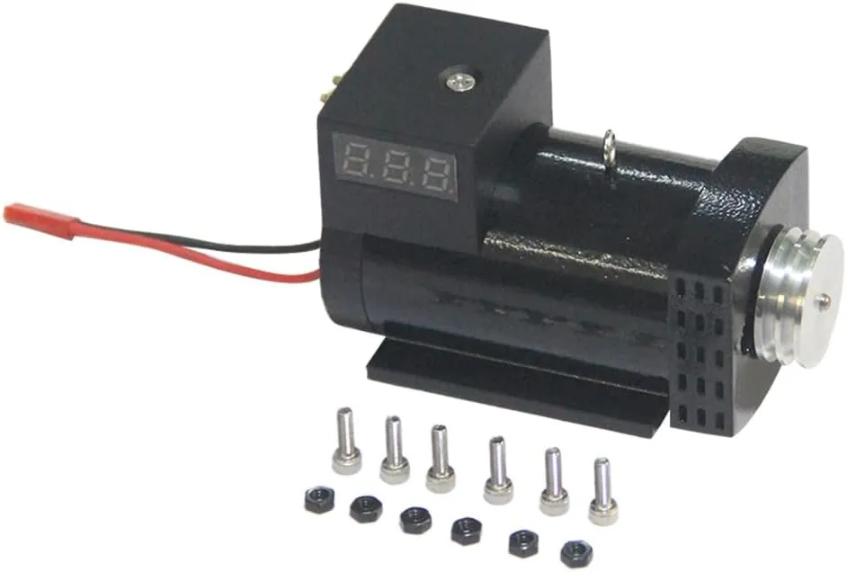 Mini Retro Engine Model Kits, 12V DC Generator for SEMTO ST-NF2 Engine Models DIY Upgrade Modification Accessory, Science Toy for Teens and Adults (Belt Connection Version/Black)