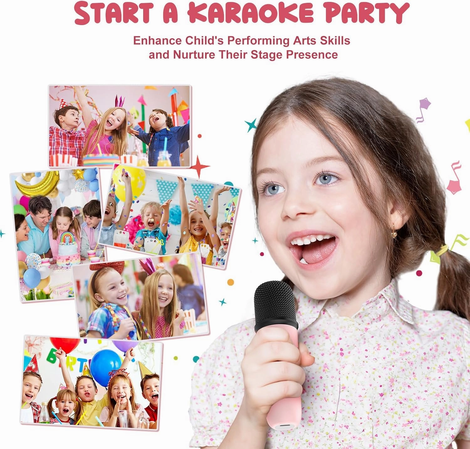 Mini Karaoke Machine for Kids Portable Bluetooth 5.3 Speaker Led Lights with 2 Wireless Microphones Karaoke Gifts for Girls Boys Audlt Birthday Christmas Solid Metal Body (Pink)
