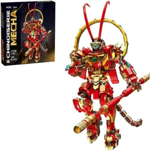 MOC China Chic Mecha Monkey King General Chinoiserie Model, 1393PCS Collectible Mecha Toy for Kids Adults Christmas Birthdays Gift, Mech Action Figure Building Model