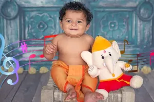 MODI TOYS Baby Ganesh (11 inch) Mantra Singing Stuffed Plush Toy | Ideal for Newborns, Infants, Toddlers, Grandparents | Best for Diwali, Baby Shower, Birthday | Teddy Bear Panda Elephant