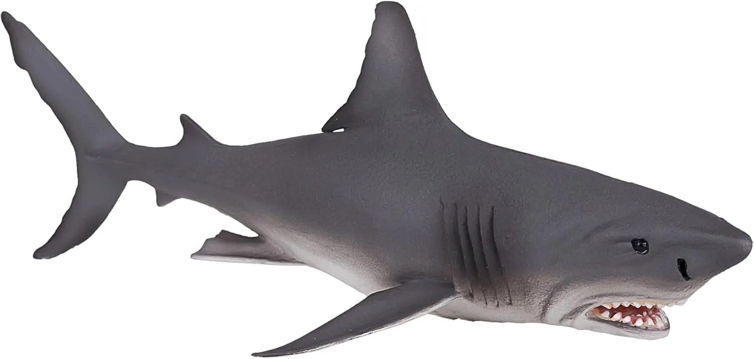 MOJO Large Great White Shark Realistic International Wildlife Toy Replica Hand Painted Figurine 7.9 x 3.9 x 2.6