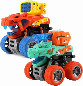 Monster Truck Toys for Ages 2-4, Dinosaur Toys for Kids 3-5, Light up Sounds Push and Go Toy Cars for 1 2 3 Year Old boy Toys, Monster Trucks for Boys Age 4-7, Perfect Easter Birthday