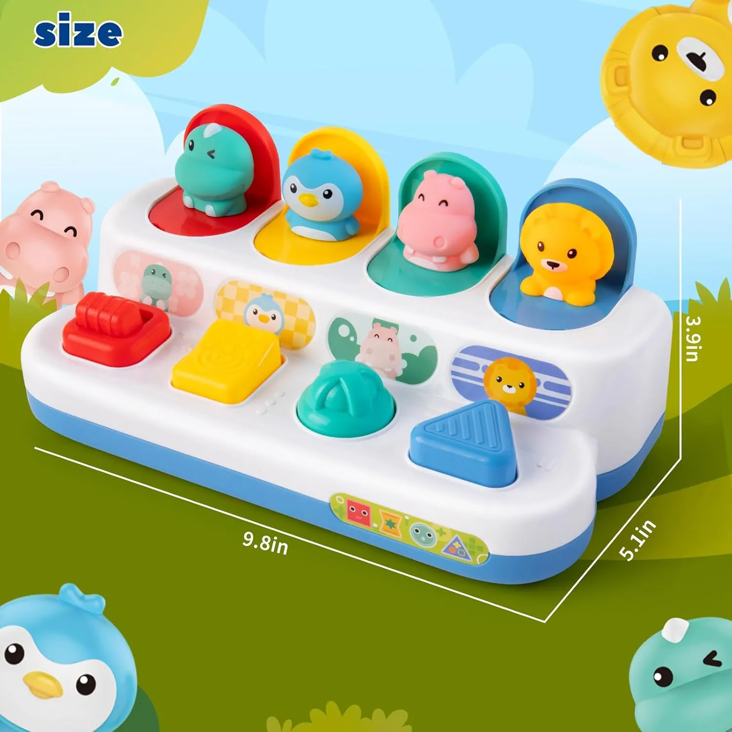 Montessori Cause and Effect Toy 6-12 Months, Baby Push Button Pop Up Animal Toy, Interactive Sensory Toys for Toddlers 1 2 3, Developmental Educational Toy for Boys Girls 9 10 11 Months