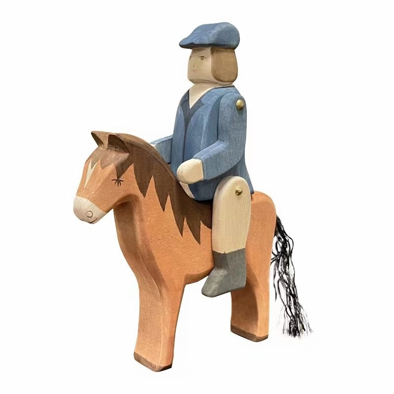Montessori Wooden Horse and Knight Figures for Open-Ended Play