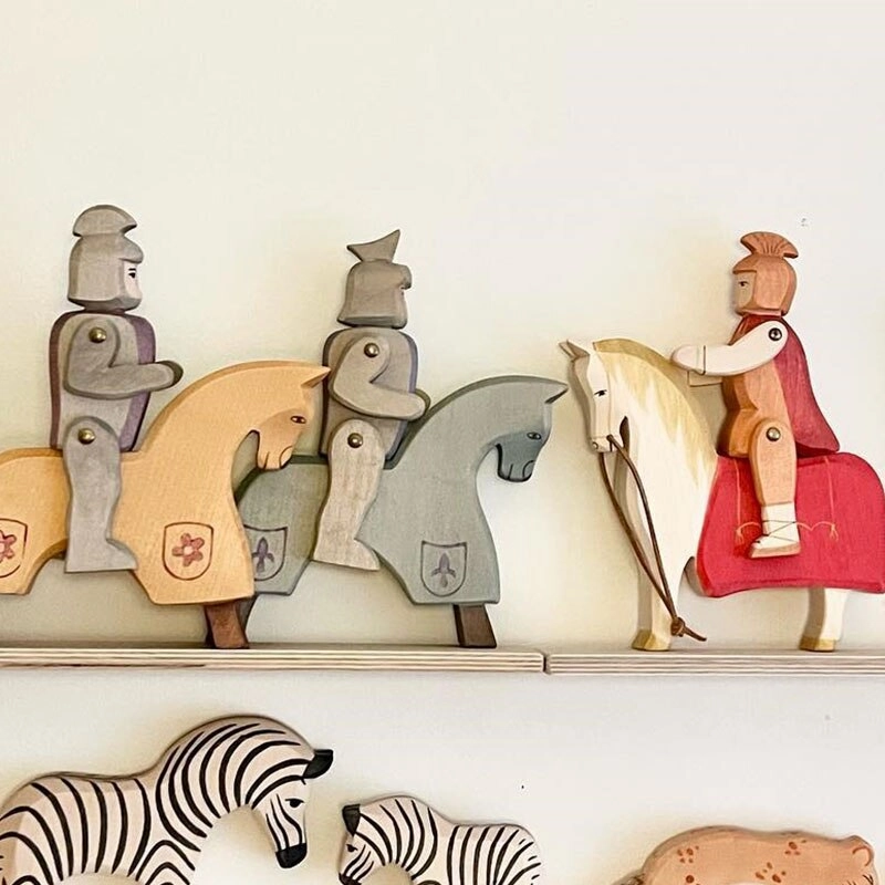Montessori Wooden Horse and Knight Figures for Open-Ended Play