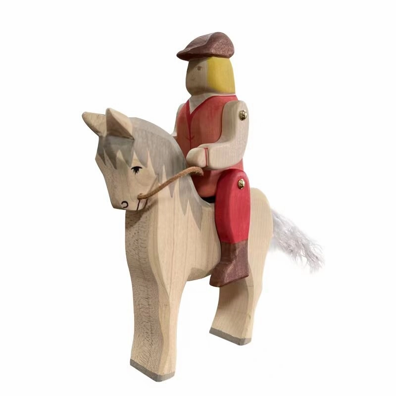 Montessori Wooden Horse and Knight Figures for Open-Ended Play