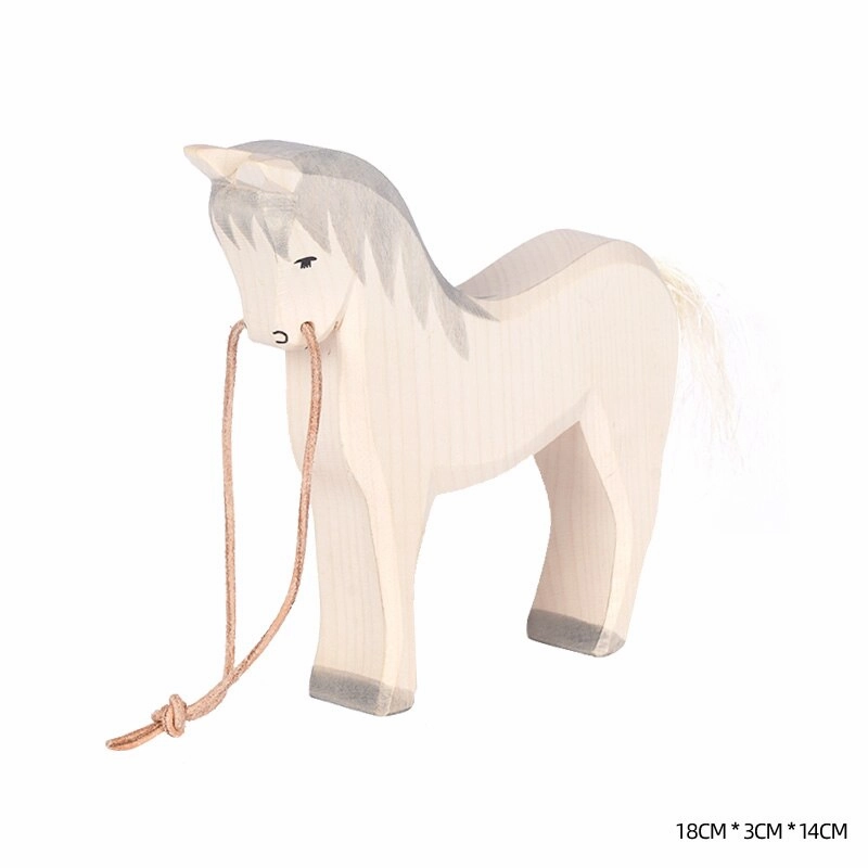 Montessori Wooden Horse and Knight Figures for Open-Ended Play