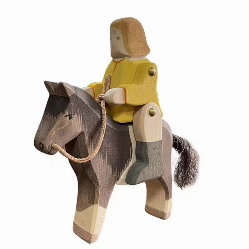 Montessori Wooden Horse and Knight Figures for Open-Ended Play
