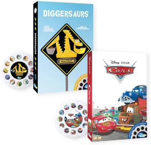 Moonlite Storytime Storybook Reels, 2 Story Set, Cars and Diggersaurs, Digital Stories for Projector, Toddler Early Learning Gifts for Kids Ages 1 Year and Up - Projector Sold Separately