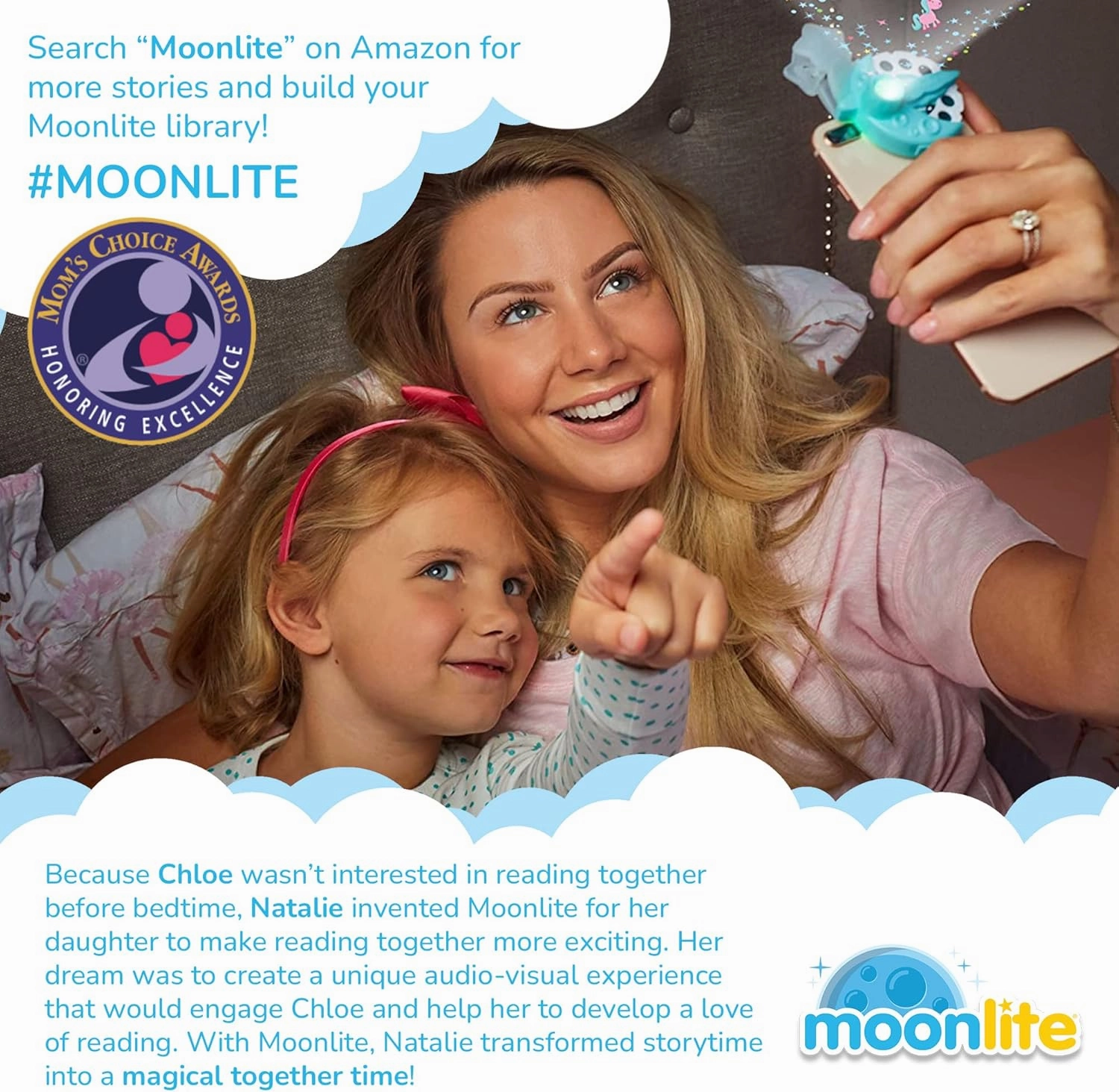 Moonlite Mini Projector with 5 Ryans World Games - A New Way to Play Together - 5 Digital Games with Light Projector - Ryan's World Gifts for Kids Ages 4 and Up