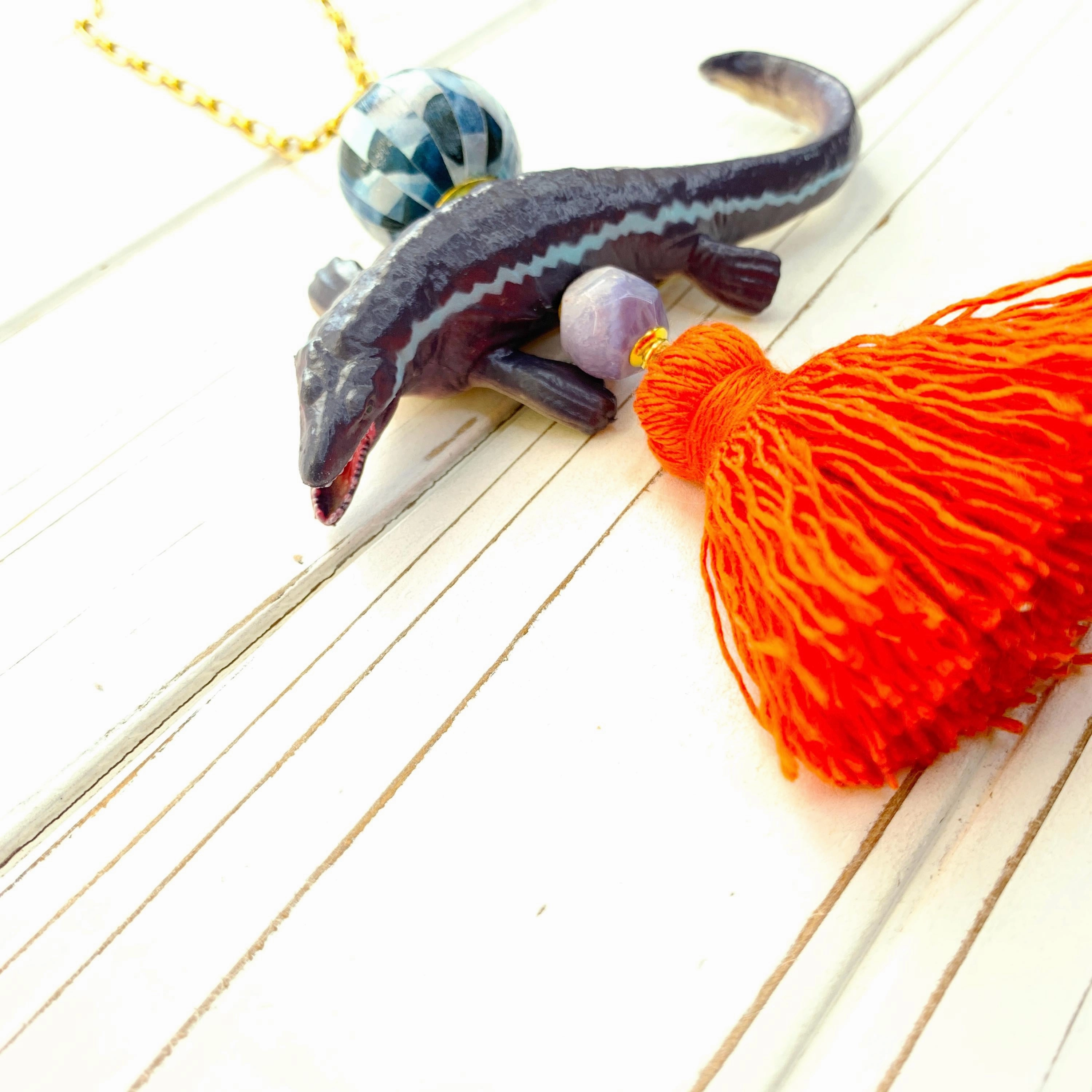 Mosasaurus Dinosaur Pendant Necklace - One-of-a-Kind