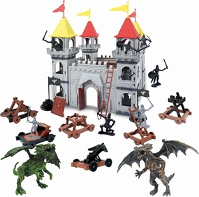 MOSTOP Medieval Castle Knight Toy Solider Army Figures Toy,DIY Assembled Model Soldier Building Kit Miniature Playset with Castle,Cavalry and Arrow Tower Simulated Siege War of Attack,81piece