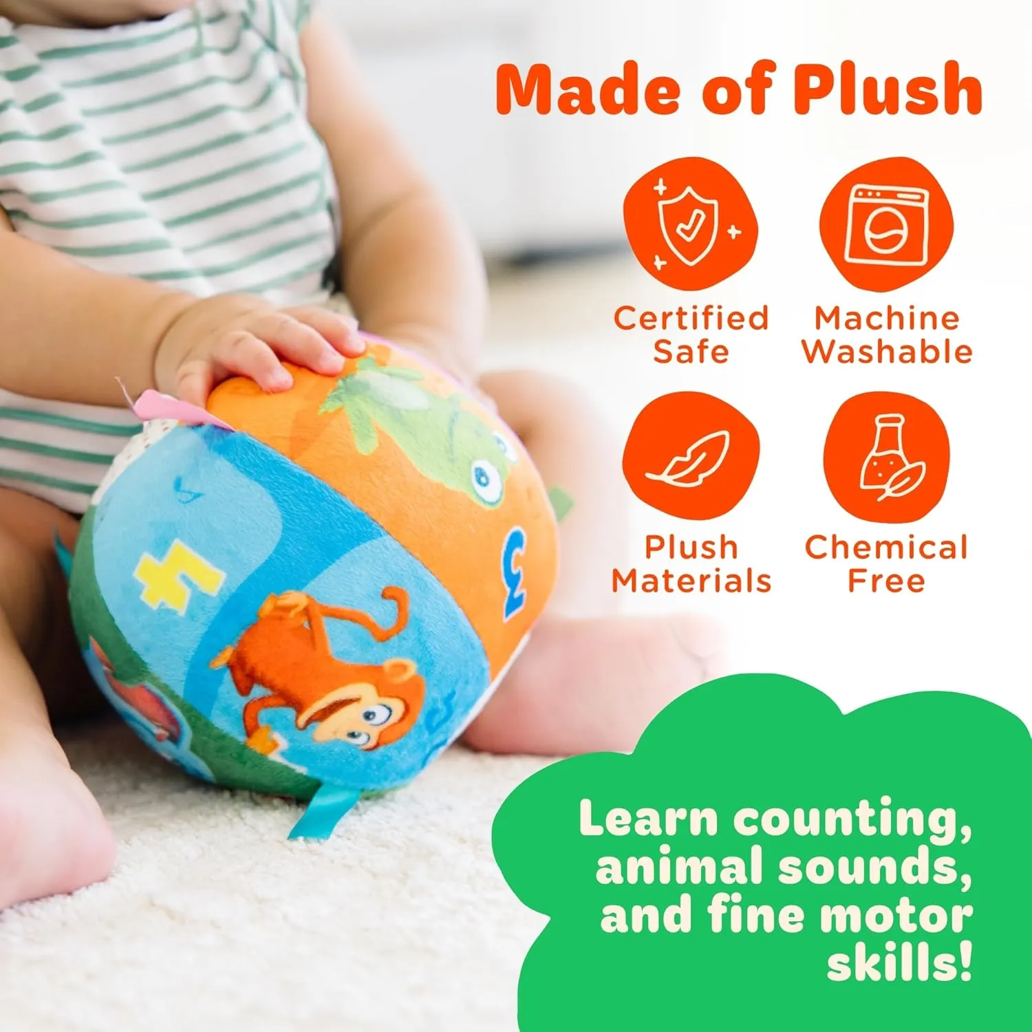 Move2Play, Hilariously Interactive Baby Ball with Music & Sound Effects | 1st Birthday Gift | Toddler Toy for Boys & Girls | Indoor/Outdoor