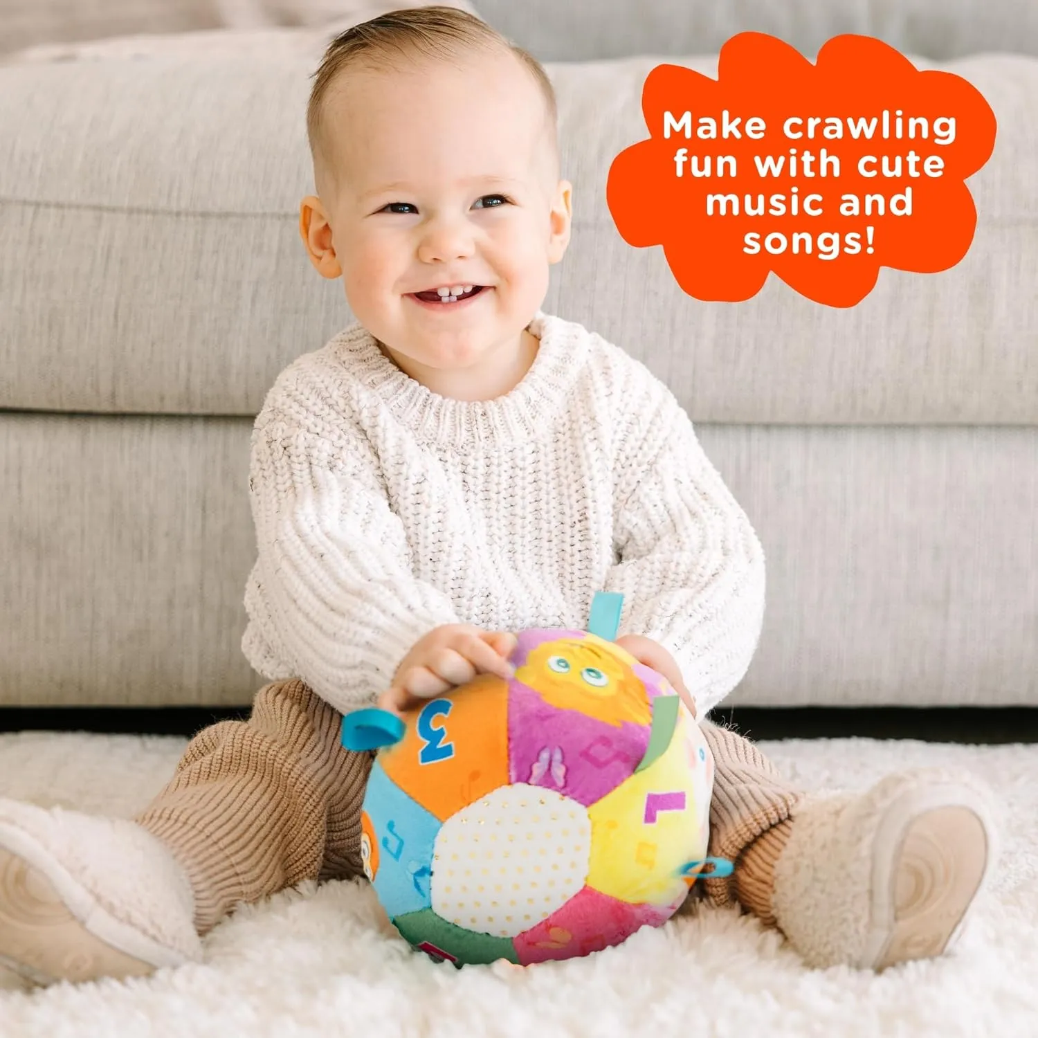 Move2Play, Hilariously Interactive Baby Ball with Music & Sound Effects | 1st Birthday Gift | Toddler Toy for Boys & Girls | Indoor/Outdoor