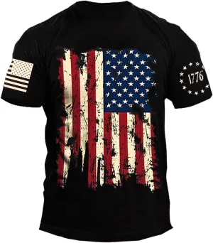 Mrocioa USA Flag 4th July American Red White Blue Star Stripes Patriotic T-Shirt Size M L XL XXL 3XL