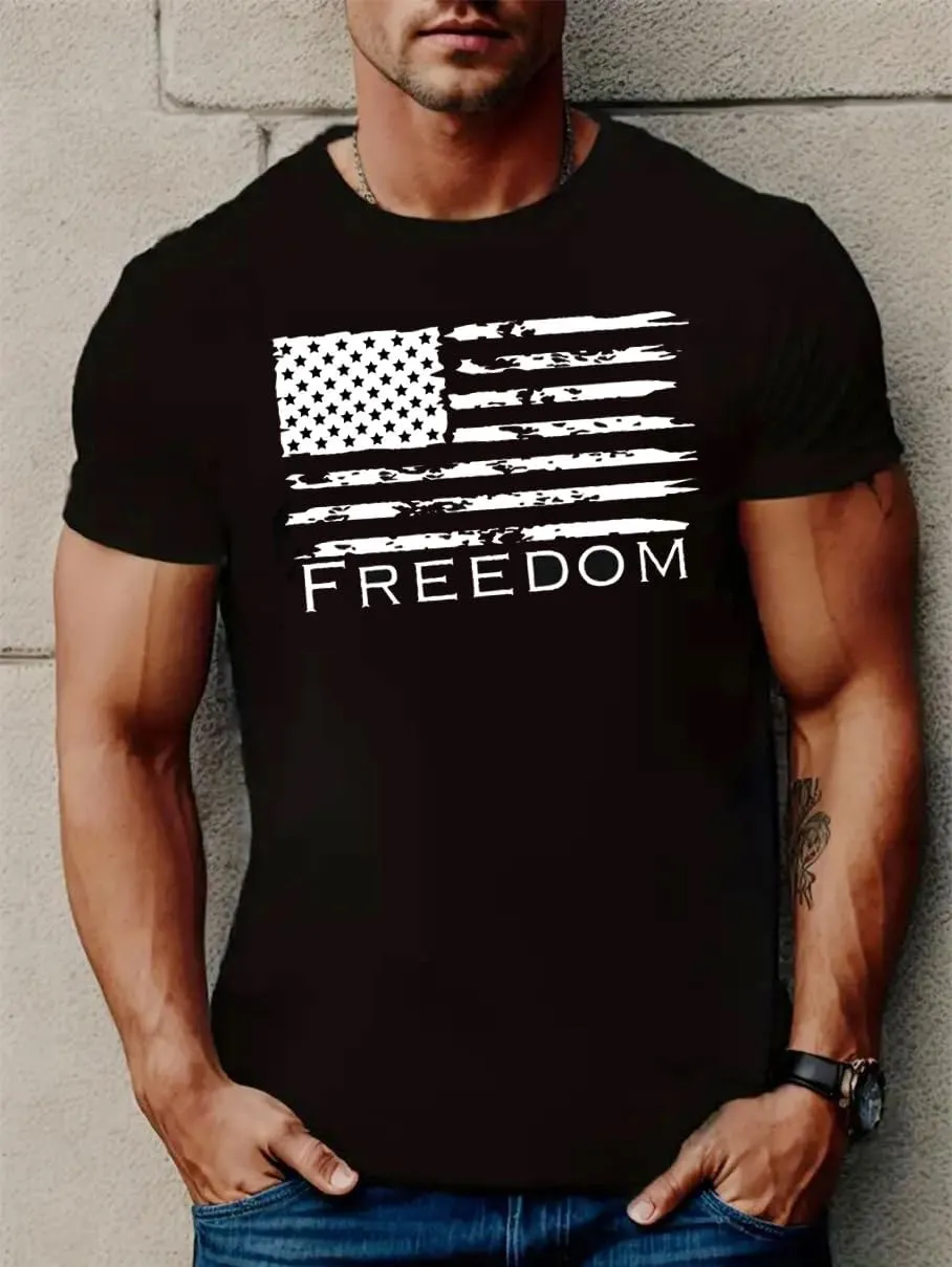 Mrocioa USA Flag 4th July American Red White Blue Star Stripes Patriotic T-Shirt Size M L XL XXL 3XL