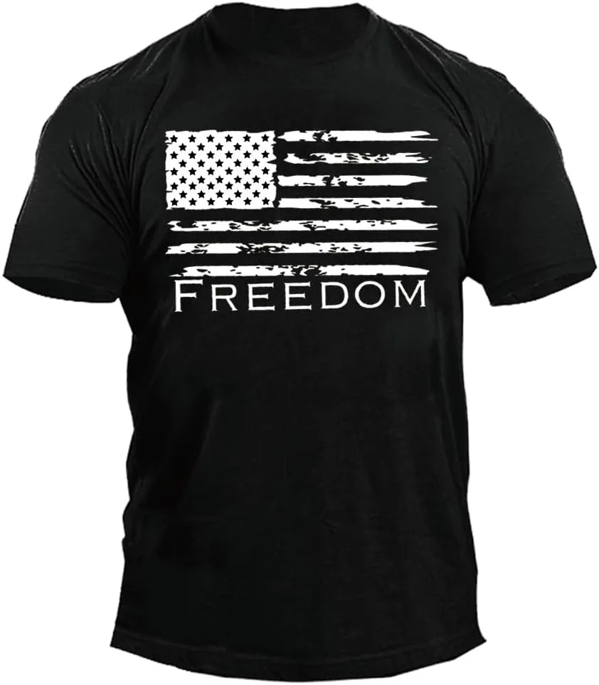 Mrocioa USA Flag 4th July American Red White Blue Star Stripes Patriotic T-Shirt Size M L XL XXL 3XL
