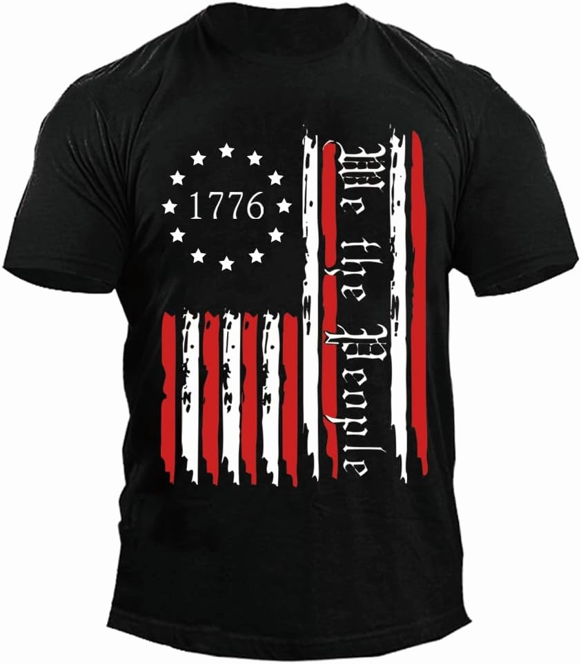 Mrocioa USA Flag 4th July American Red White Blue Star Stripes Patriotic T-Shirt Size M L XL XXL 3XL
