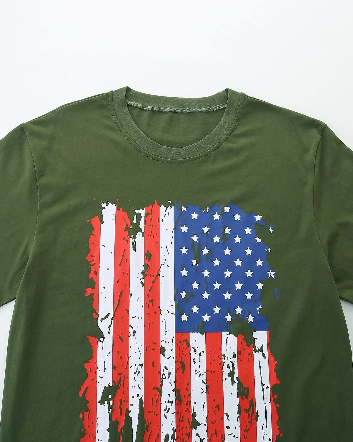 Mrocioa USA Flag 4th July American Red White Blue Star Stripes Patriotic T-Shirt Size M L XL XXL 3XL