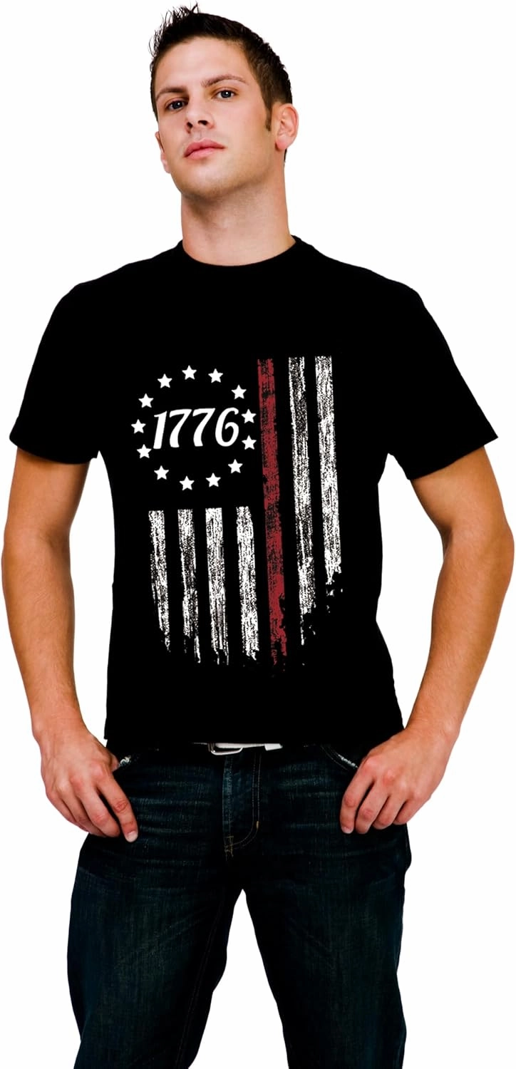 Mrocioa USA Flag 4th July American Red White Blue Star Stripes Patriotic T-Shirt Size M L XL XXL 3XL