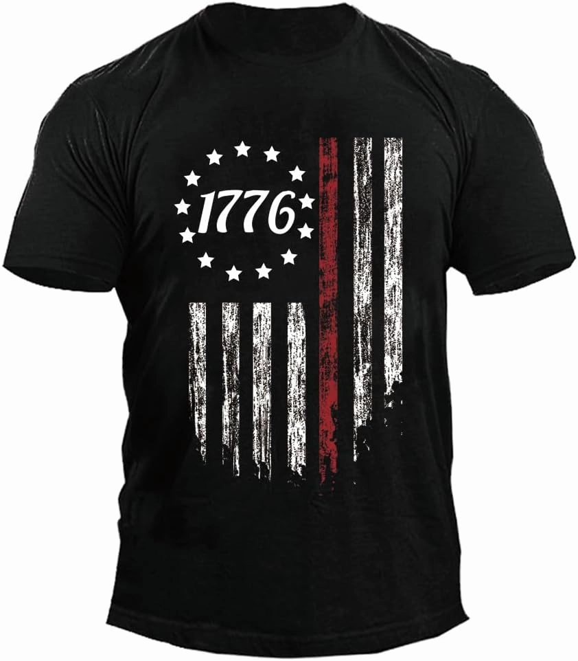Mrocioa USA Flag 4th July American Red White Blue Star Stripes Patriotic T-Shirt Size M L XL XXL 3XL