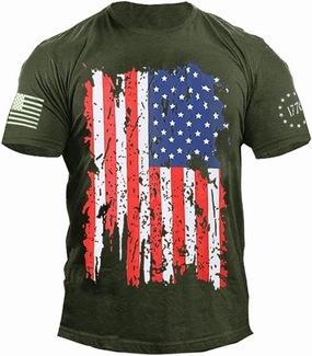 Mrocioa USA Flag 4th July American Red White Blue Star Stripes Patriotic T-Shirt Size M L XL XXL 3XL