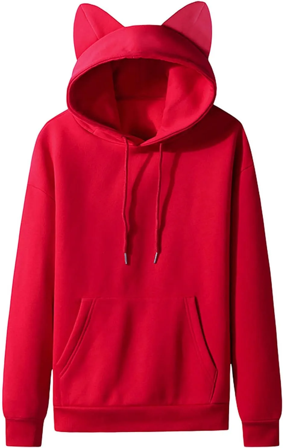 Muscularfit Sweatshirts for Men Hoodies Casual Long Sleeve Solid Ears Hooded Drawstring Pullover Lightweight Athletic Hoodies