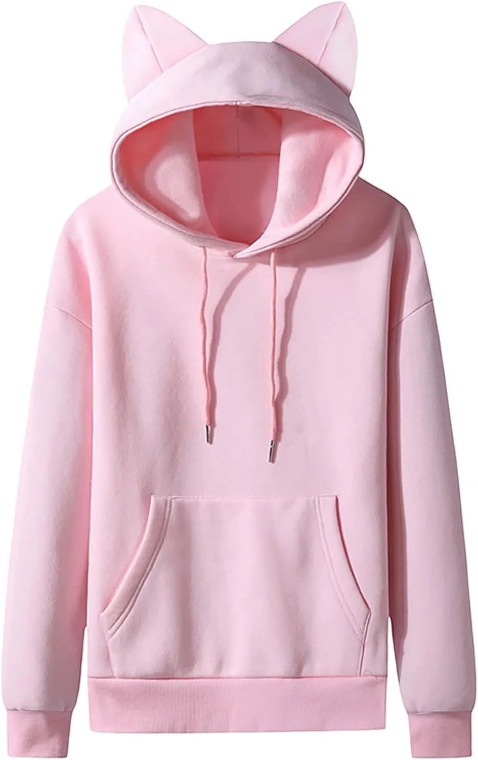 Muscularfit Sweatshirts for Men Hoodies Casual Long Sleeve Solid Ears Hooded Drawstring Pullover Lightweight Athletic Hoodies