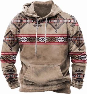Muscularfit Mens Crewneck Sweatshirts Graphic Vintage Western Aztec Ethnic Drawstring Pullover Ethnic Print Patchwork Hoodies