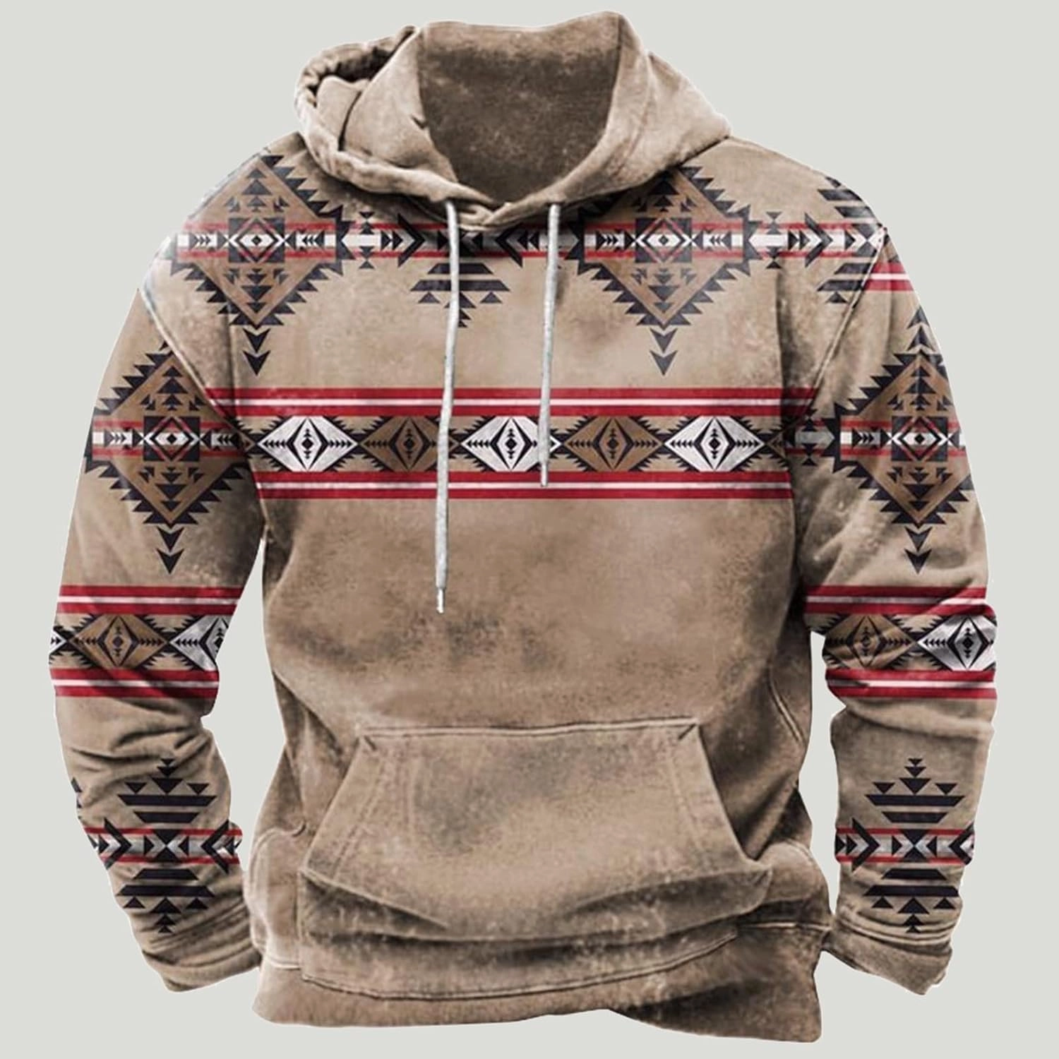Muscularfit Mens Crewneck Sweatshirts Graphic Vintage Western Aztec Ethnic Drawstring Pullover Ethnic Print Patchwork Hoodies