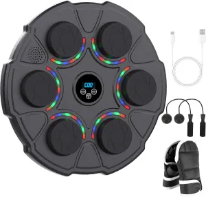 Music Boxing Machine & Punching Bag, Auto Bluetooth Wall Mounted for Adults (9 Modes & Speeds) - Interactive Training Equipment for Home Gym, Kids/All Levels with Stress Relief