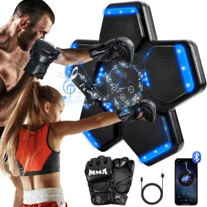 Music Boxing Machine, Wall Mount Punching Bag With Gloves, Bluetooth Target for Kids Adult, Workout Equipment for Home, Office, Gym
