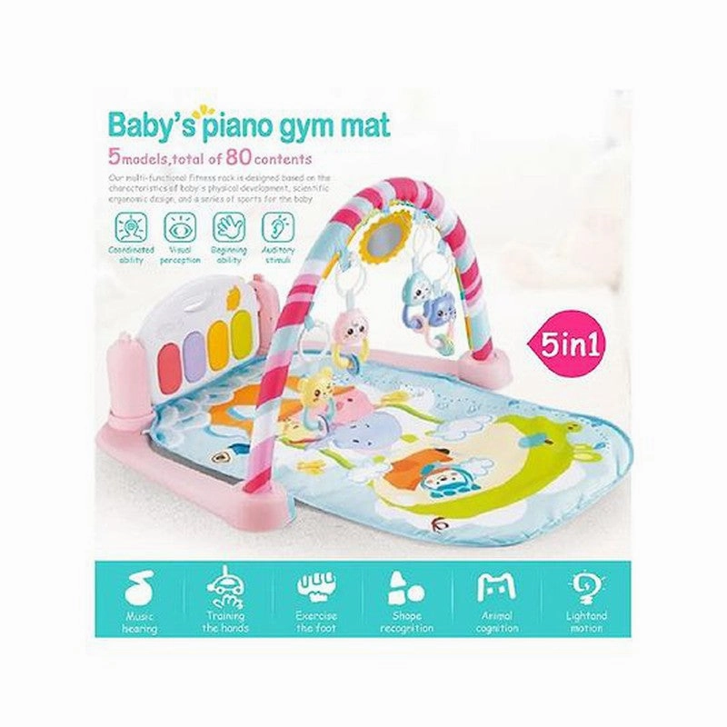 Musical Keyboard Piano Mat with Toys Bar - Muticolour