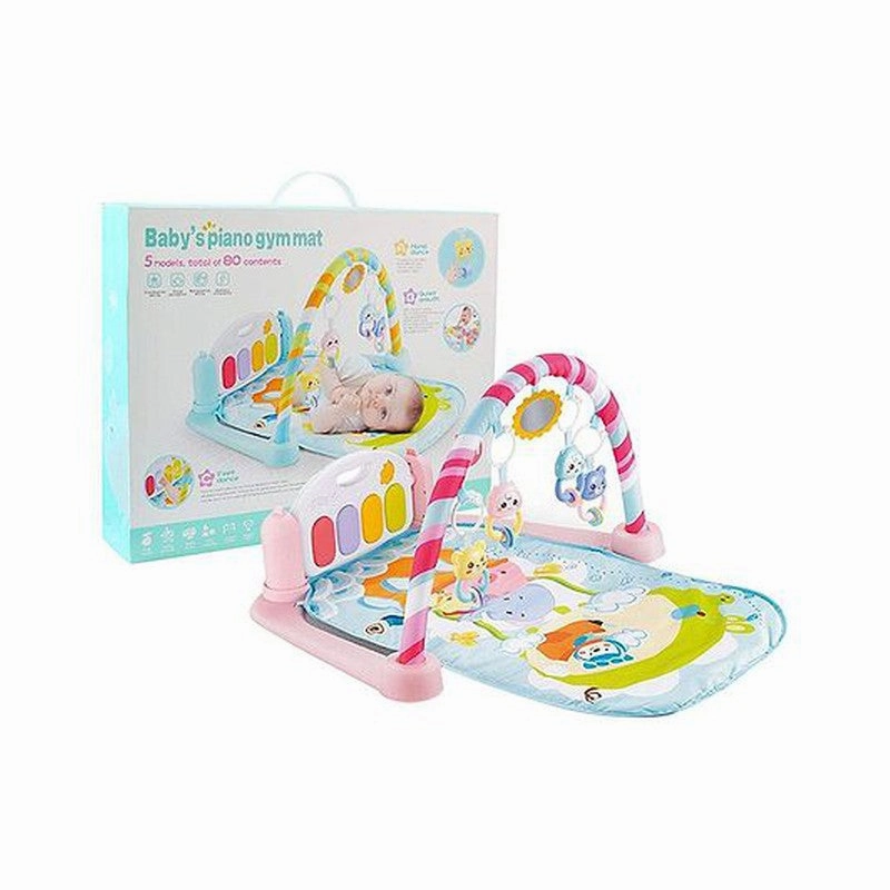 Musical Keyboard Piano Mat with Toys Bar - Muticolour