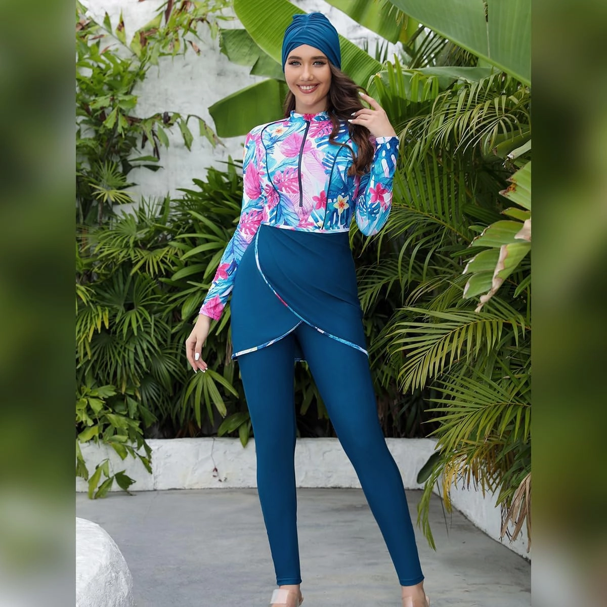 Muslim Swimsuits for Women Long Sleeve Built-in Bra Swimming Tops   Swimming Pants   Hijab Burkini Full Cover Swimwear