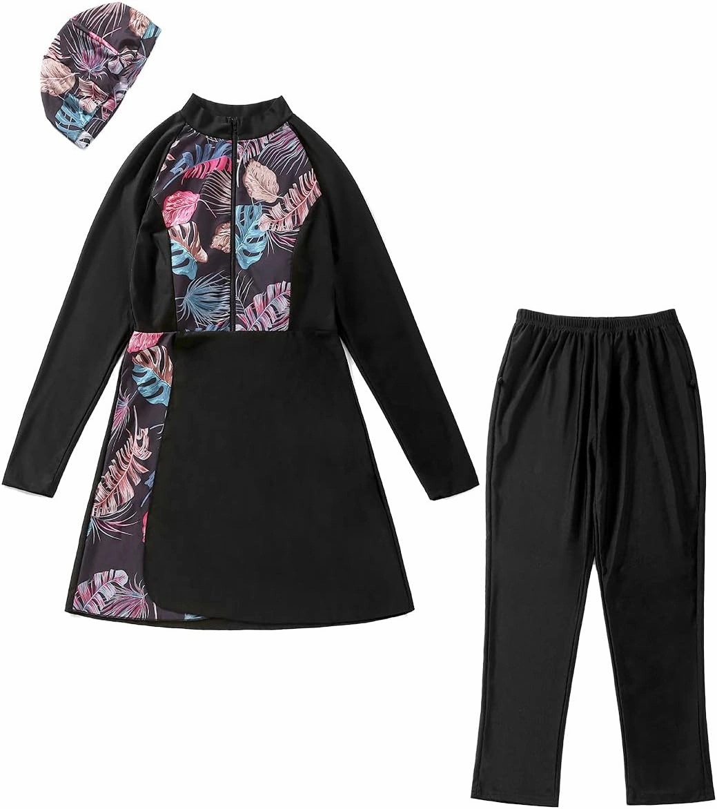 Muslim Swimsuits for Women Long Sleeve Built-in Bra Swimming Tops   Swimming Pants   Hijab Burkini Full Cover Swimwear