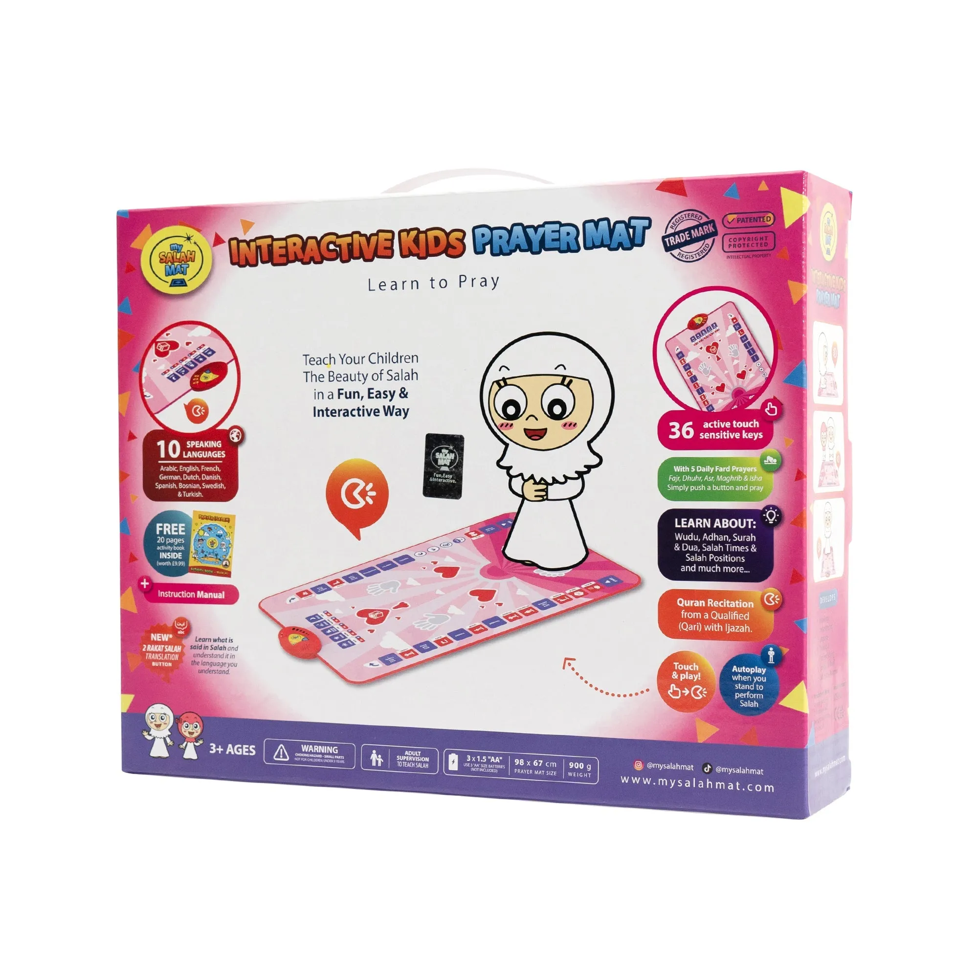 My Salah Mat - Smart Interactive Kids Prayer Mat - Pink