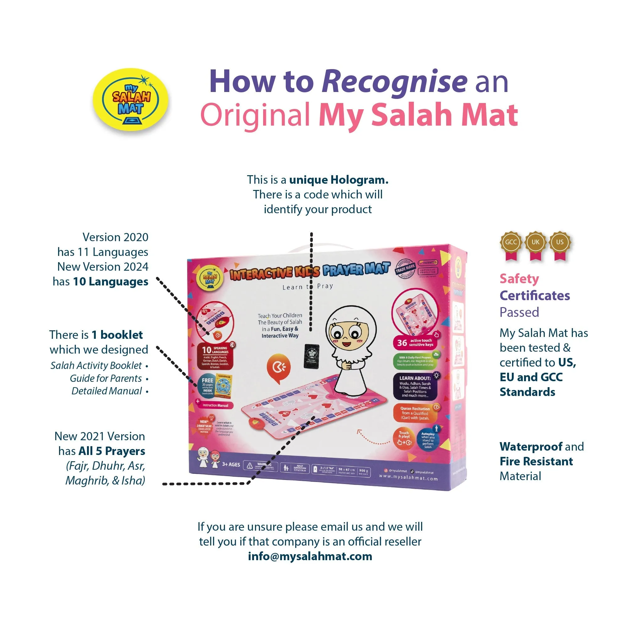 My Salah Mat - Smart Interactive Kids Prayer Mat - Pink