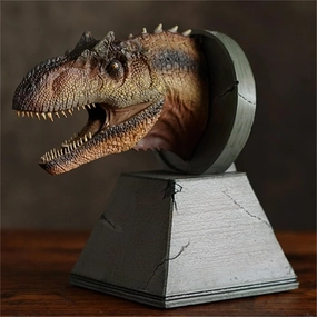 Nanmu Dinosaur Head Statue Carnotaurus Spinosaurus Velociraptor Mosasaurus Allosaurus Tyrannosaurus Rex Model Realistic Dinosaur Figure Resin Toys Collector Decoration Gift Adult (Allosaurus)