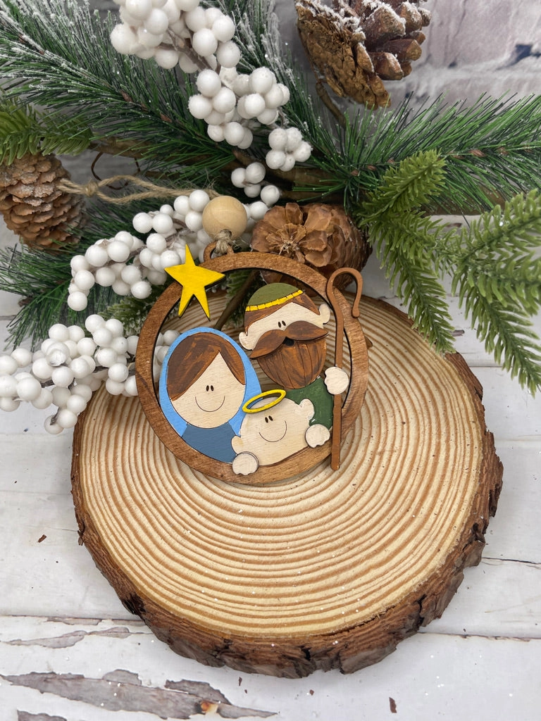 Nativity Christmas Ornament - Hand Painted Christmas Ornament - Baby Jesus