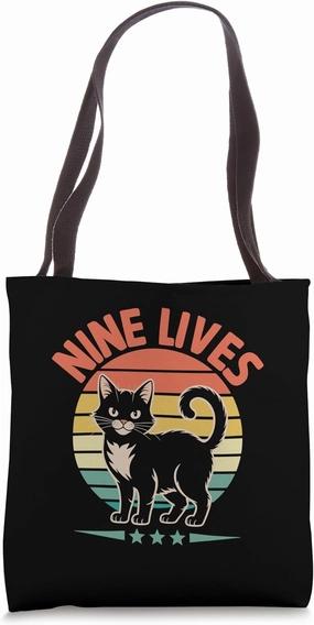 Nine Lives Cat Lover Feline Pet Meow Love Cats Tote Bag