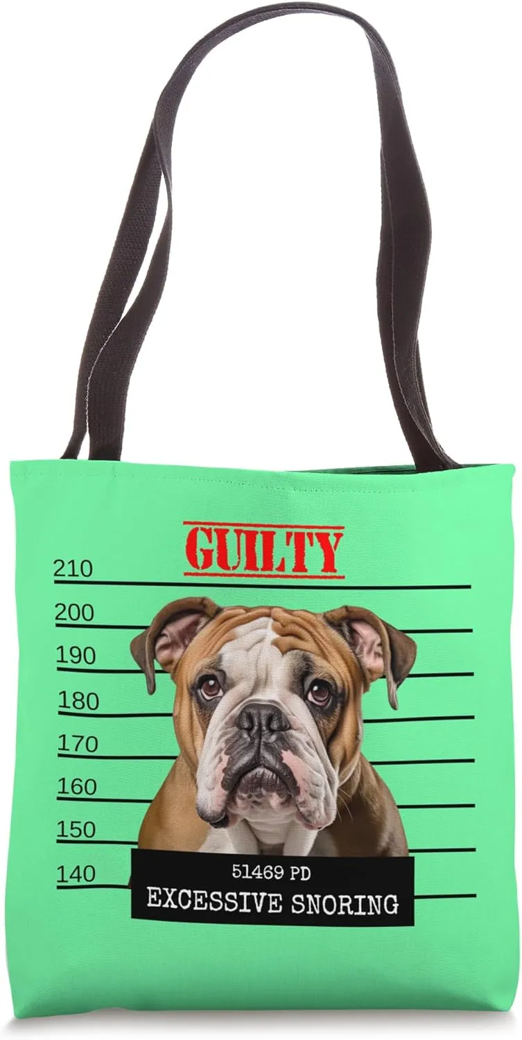 Noisy Snoring English Bulldog Pet Snore Bad Dog Mugshot Tote Bag