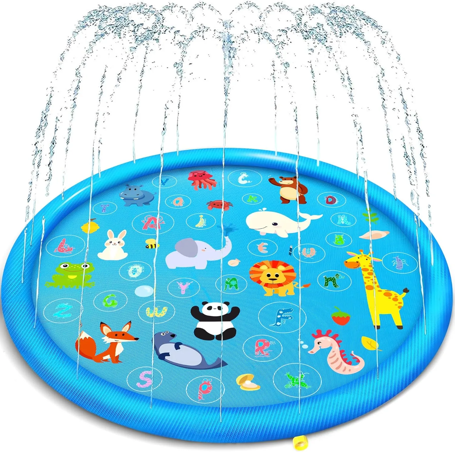 Non-Slip Splash Pad for Kids, Thickened 60-Inch Sprinkler Pool – Fun Outdoor Water Play Mat for Toddlers, Children, and Dogs – Safe Summer Backyard Fountain Toy (Blue)