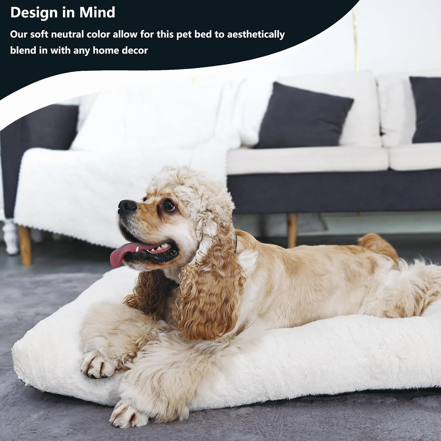nononfish Dog Crate Bed 36 x 24 for Large Dogs Washable with Anti-Slip Bottom,Extra Soft 36 inch Crate Pad fit Kennel or Cage Pet Sleeping Mat,Fits up to 50 lbs,35" x 23" x 3" Cream White